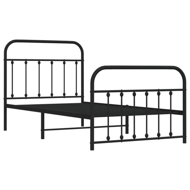 vidaXL Bedframe met hoofd- en voeteneinde metaal zwart 100x190 cm