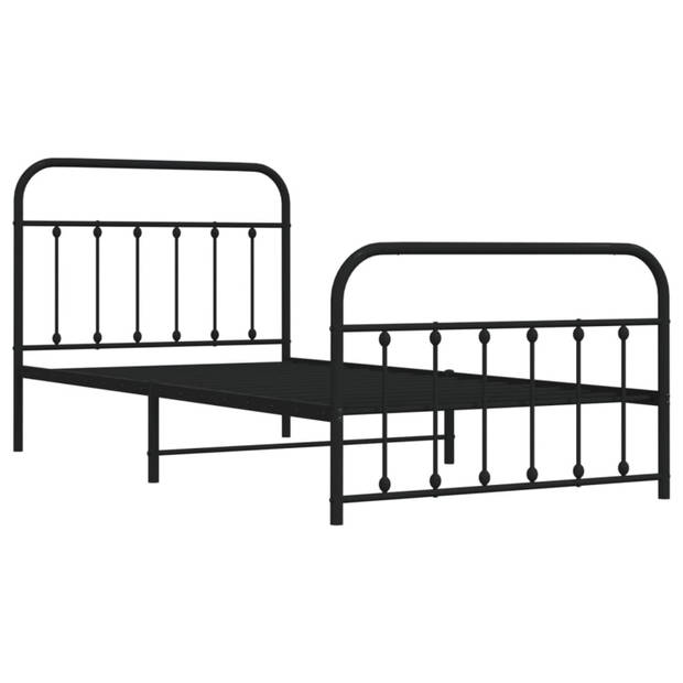 vidaXL Bedframe met hoofd- en voeteneinde metaal zwart 107x203 cm