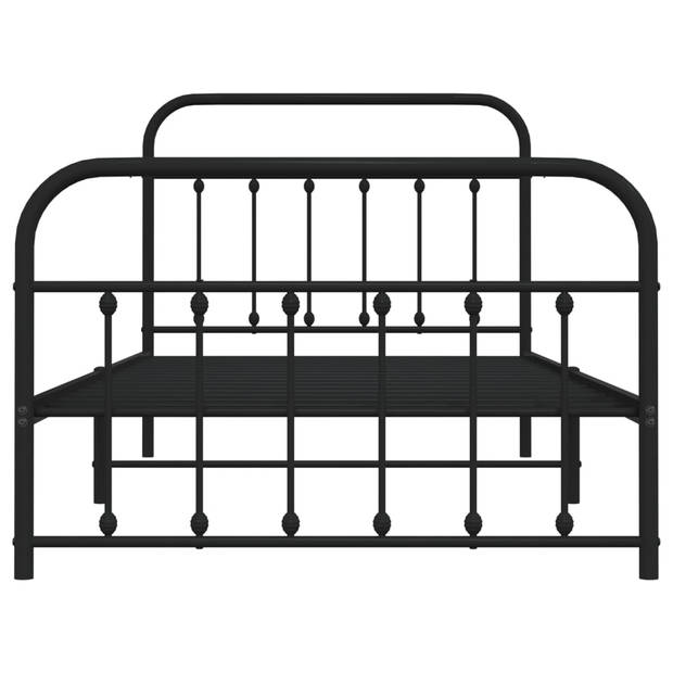 vidaXL Bedframe met hoofd- en voeteneinde metaal zwart 107x203 cm