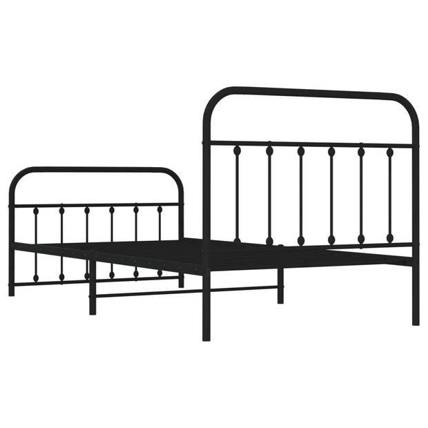 vidaXL Bedframe met hoofd- en voeteneinde metaal zwart 107x203 cm