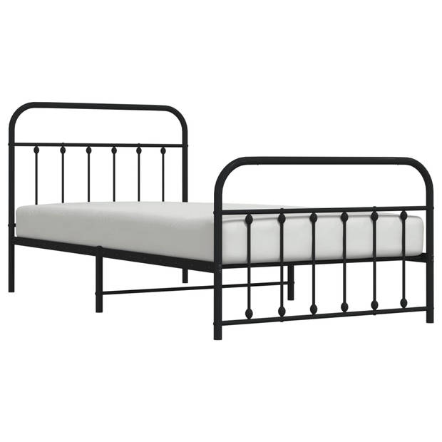 vidaXL Bedframe met hoofd- en voeteneinde metaal zwart 107x203 cm