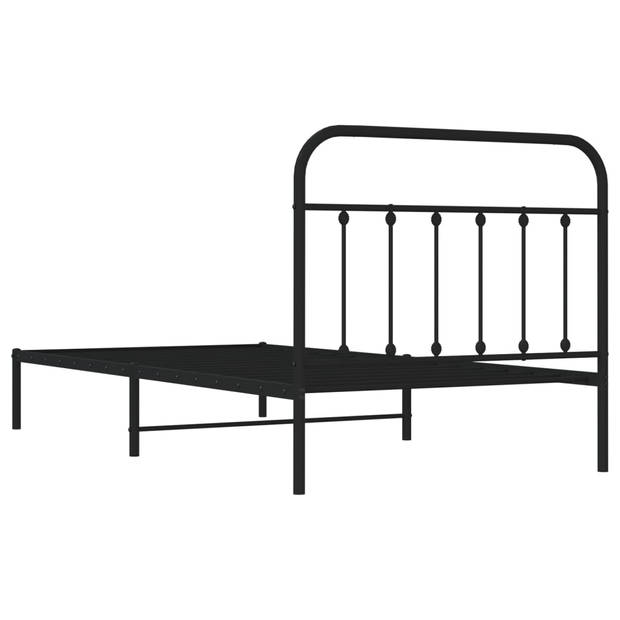 vidaXL Bedframe met hoofdbord metaal zwart 100x200 cm