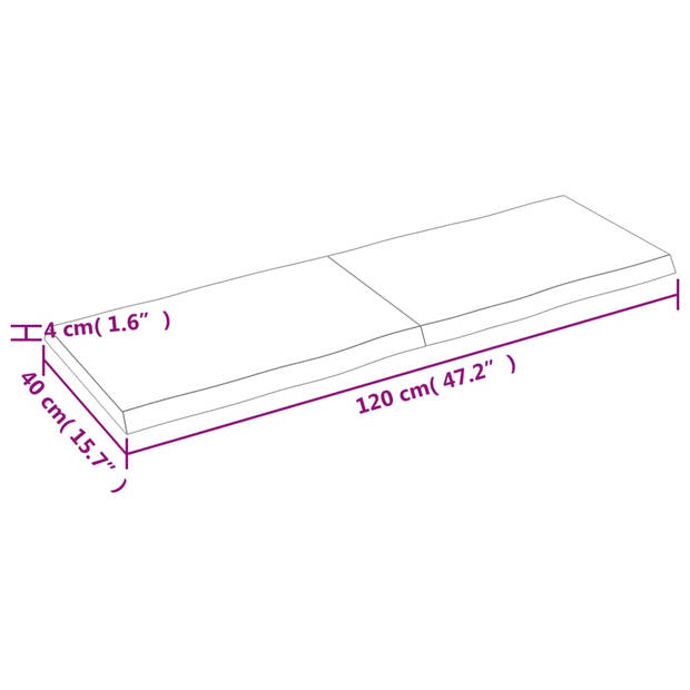 The Living Store Eikenhouten Tafelblad - 120 x 40 x 4 cm - Onbehandeld - Natuurlijke Rand