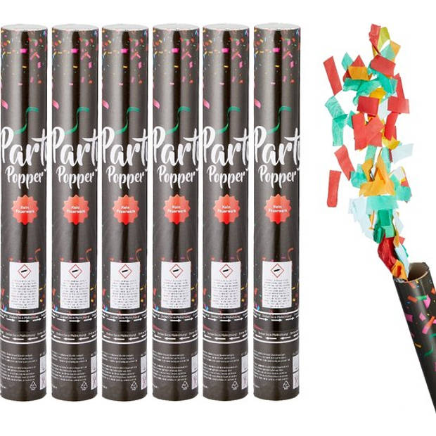 XL Party Popper gevuld met papieren slingers en confetti - 6 Stuks