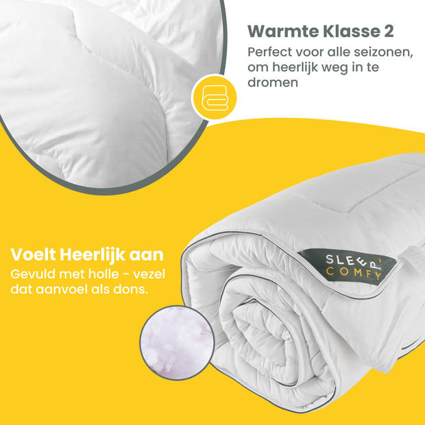 Sleep Comfy - White Soft Series - All Year Dekbed Enkel 240x220 cm - Anti Allergie Dekbed - Tweepersoons Dekbed