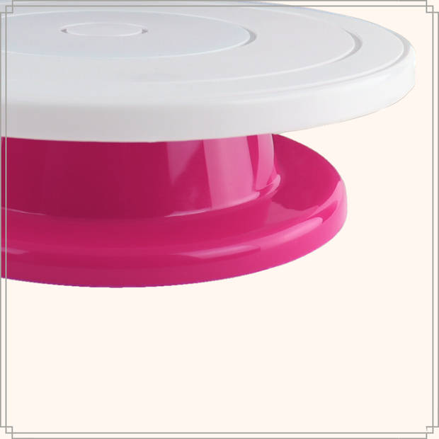 OTIX Taartplateau - Roterend - Draaiplateau op Voet - Draaibaar - 27,5cm - Roze - Kunststof