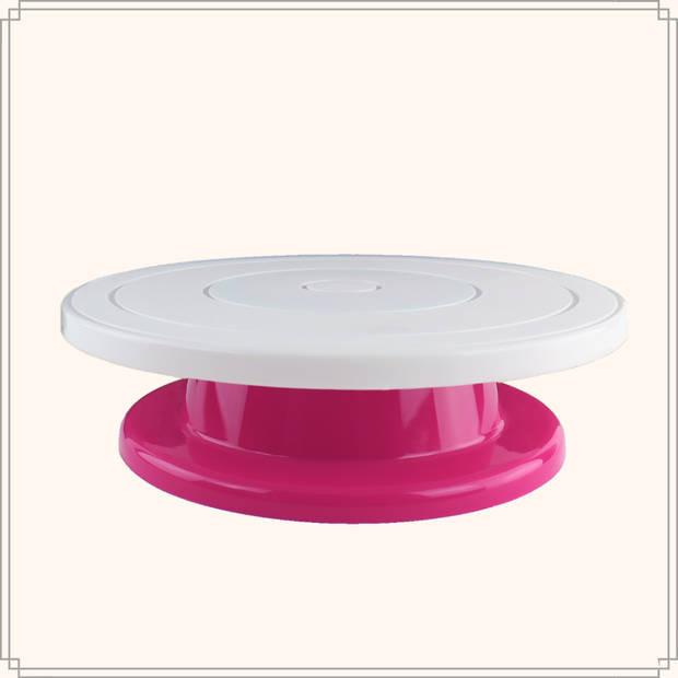 OTIX Taartplateau - Roterend - Draaiplateau op Voet - Draaibaar - 27,5cm - Roze - Kunststof