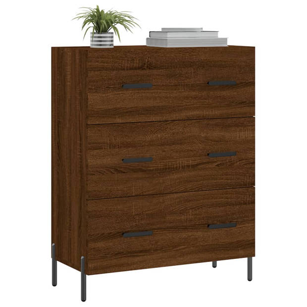 The Living Store Dressoir Classic Bruineiken - 69.5 x 34 x 90 cm - Stevig hout en metaal