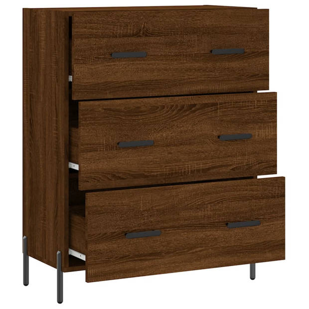 The Living Store Dressoir Classic Bruineiken - 69.5 x 34 x 90 cm - Stevig hout en metaal