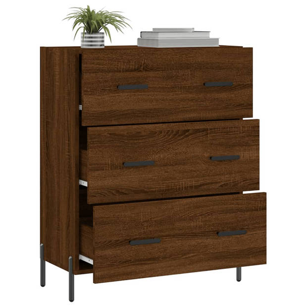 The Living Store Dressoir Classic Bruineiken - 69.5 x 34 x 90 cm - Stevig hout en metaal