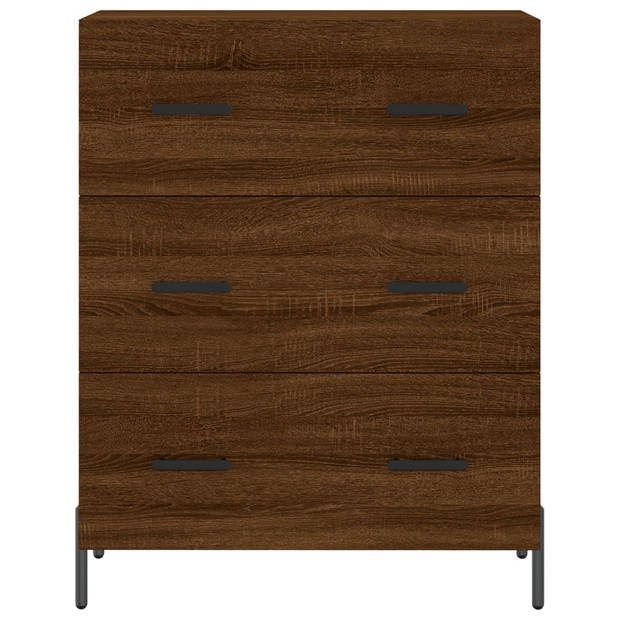 The Living Store Dressoir Classic Bruineiken - 69.5 x 34 x 90 cm - Stevig hout en metaal