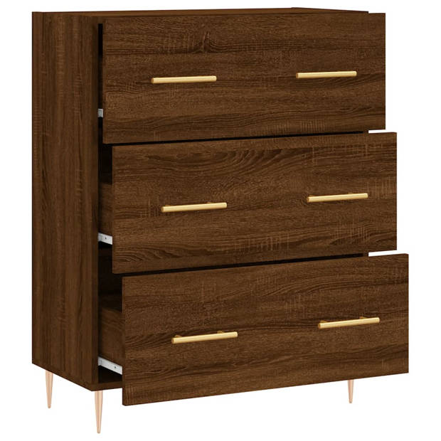 The Living Store Dressoir - Klassieke Buffetkast - 69.5 x 34 x 90 cm - Bruineiken