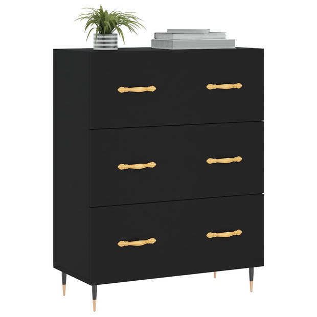 The Living Store Klassiek Dressoir - Buffetkast - Zwart - 69.5 x 34 x 90 cm - Hoge Kwaliteit