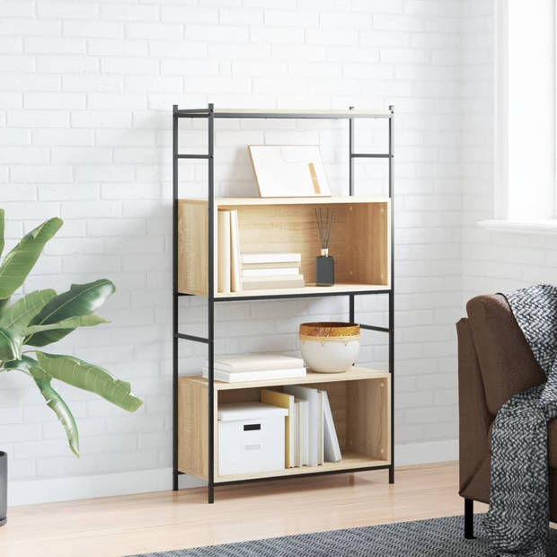 The Living Store Boekenrek Sonoma Eiken - 80 x 30 x 145.5 cm - Industrieel Ontwerp