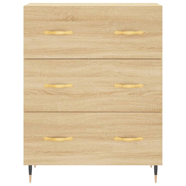 The Living Store Dressoir - Sonoma Eiken - 69.5 x 34 x 90 cm - Bewerkt Hout en Metaal