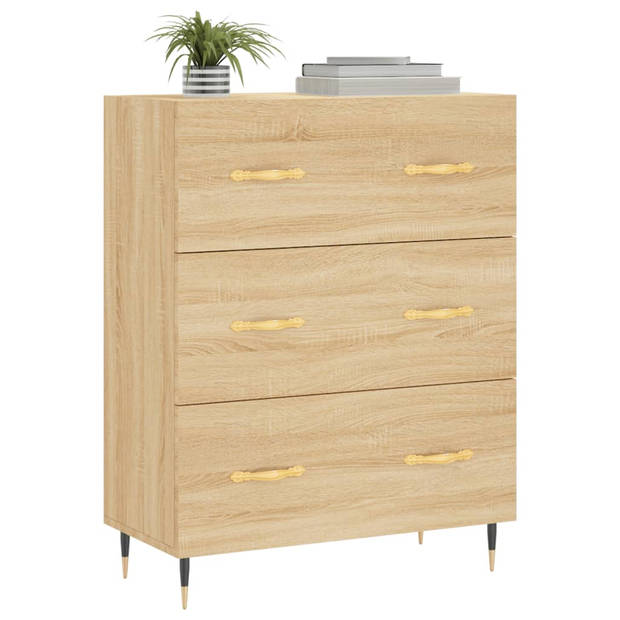 The Living Store Dressoir - Sonoma Eiken - 69.5 x 34 x 90 cm - Bewerkt Hout en Metaal