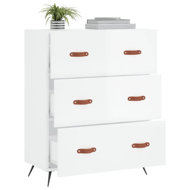 The Living Store Ladekast Klassiek - Bewerkt Hout - 69.5 x 34 x 90 cm