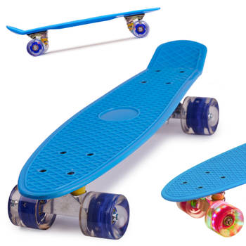 Blauwe skateboard penny board voor kinderen met ledverlichting 22.5 inch / 56cm