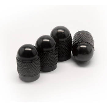 TT-products ventieldoppen Black Bullets aluminium 4 stuks zwart - auto ventieldop - ventieldopjes
