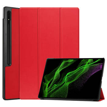 Basey Samsung Galaxy Tab S9 Ultra Hoes Case Met S Pen Uitsparing - Samsung Tab S9 Ultra Hoesje Book Cover - Rood