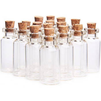 ForDig Glazen Mini Flesjes Met Kurk – Decoratie flesjes – Inhoud 5 ml - Set van 20 Stuks