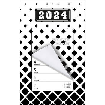 MGPcards - Week Scheurkalender 2024 - Week begint op Maandag - Zwart-Wit