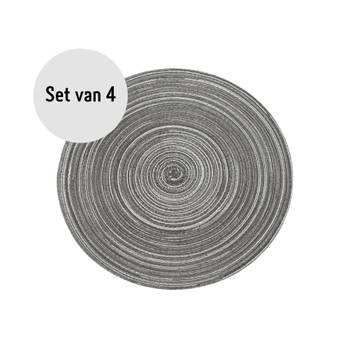 Krumble Placemat rond - Zilver/grijs - Set van 4