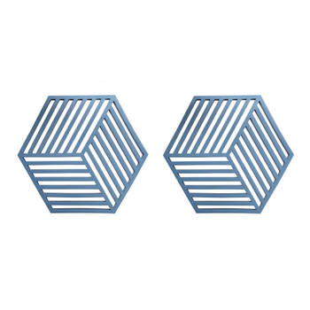Krumble Pannenonderzetter Hexagon - Blauw - Set van 2