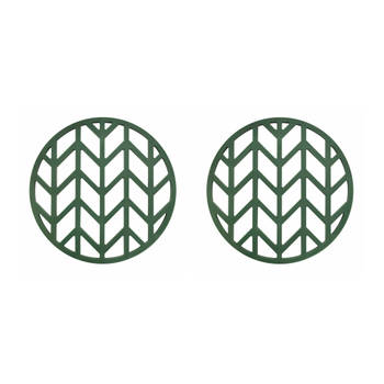 Krumble Siliconen pannenonderzetter rond met pijlen patroon - Groen - Set van 2
