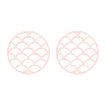 Krumble Siliconen pannenonderzetter rond met schubben patroon - Roze - Set van 2
