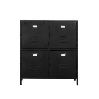 Giga Meubel - Locker Kast Zwart - Metaal - 4 deurs - Locker New Vintage