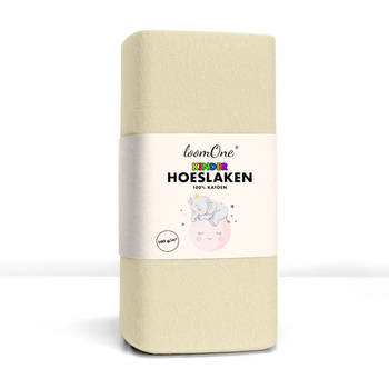 Loom One Kinder Hoeslaken – 100% Jersey Katoen – 70x140 cm – Junior– 160 g/m² – Natural / Crème