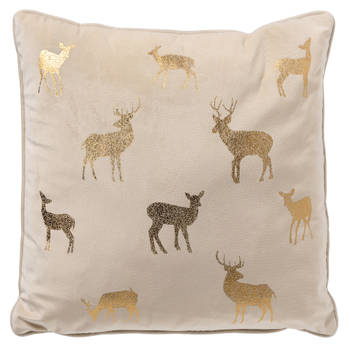 DEER - Kussenhoes 45x45 cm - velvet - kerst - Whisper White - wit