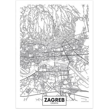 Canvas city map Zagreb 30X40cm