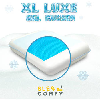 Sleep Comfy - Hoofdkussen - Gel Traagschuim Hoofdkussen - Geschikt voor rug-, zij-en buikslapers - XL Luxe 70x40x12 cm