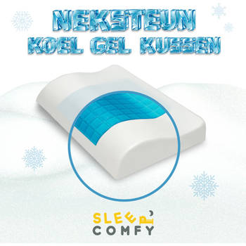 Sleep Comfy - Hoofdkussen - Gel Traagschuim Neksteun Hoofdkussen - Geschikt voor rug, zij-en buikslapers 47x30x9,5/7.5cm