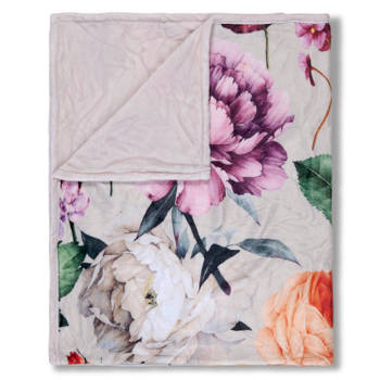 Descanso Polyester Plaid Fiori - sand 130x160cm