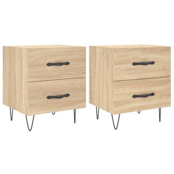 vidaXL Nachtkastjes 2 st 40x35x47,5 cm bewerkt hout sonoma eikenkleur