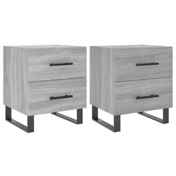 vidaXL Nachtkastjes 2 st 40x35x47,5 cm bewerkt hout grijs sonoma eiken