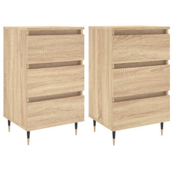 vidaXL Nachtkastjes 2 st 40x35x69 cm bewerkt hout sonoma eikenkleurig