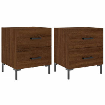 vidaXL Nachtkastjes 2 st 40x35x47,5 cm bewerkt hout bruin eikenkleur