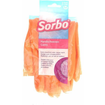 Sorbo - Huishoudhandschoen - Maat M - Oranje - 2 stuks