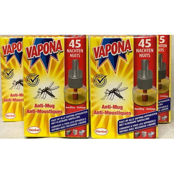 Vapona Anti-Muggen - Muggenstekken Preventie - 4 Stuks - Werkt 45 Nachten per Stuk