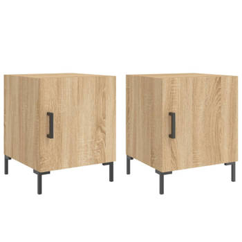 vidaXL Nachtkastjes 2 st 40x40x50 cm bewerkt hout sonoma eikenkleurig