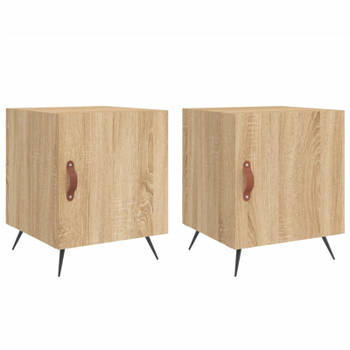 vidaXL Nachtkastjes 2 st 40x40x50 cm bewerkt hout sonoma eikenkleurig