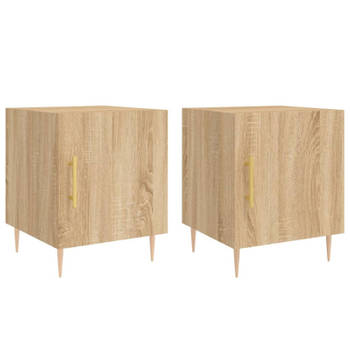 vidaXL Nachtkastjes 2 st 40x40x50 cm bewerkt hout sonoma eikenkleurig