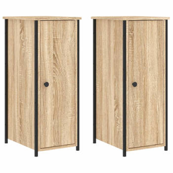 vidaXL Nachtkastjes 2 st 32x42x80 cm bewerkt hout sonoma eikenkleurig