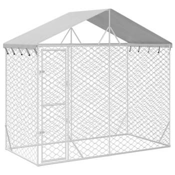 vidaXL Hondenkennel met dak 3x1,5x2,5 m gegalvaniseerd staal zilver