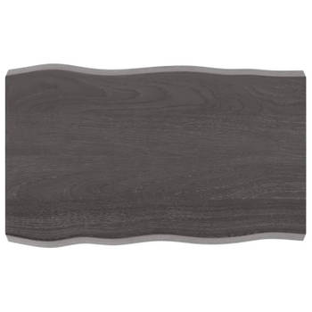 vidaXL Tafelblad natuurlijke rand 80x50x(2-6) cm eikenhout donkerbruin