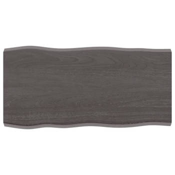 vidaXL Tafelblad natuurlijke rand 80x40x(2-4) cm eikenhout donkerbruin